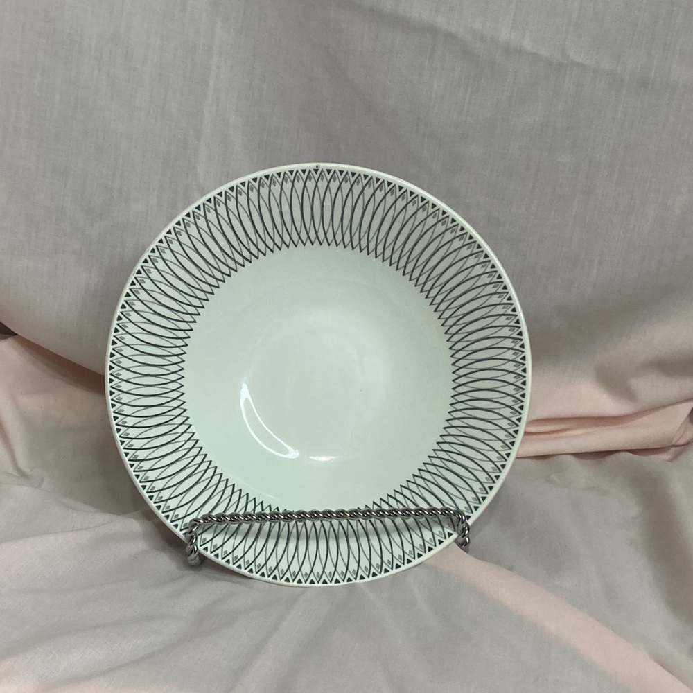 Chic Scraffito White and Black Patterned Dinner Bowl